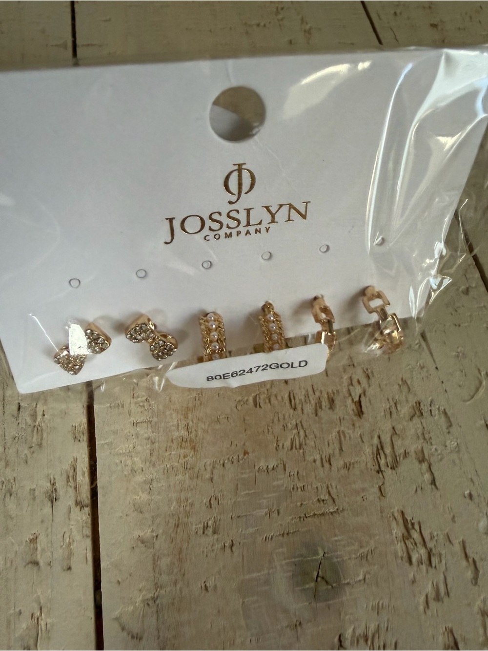 Gold Plated Crystal Stud & Hoop Earring Set of 3 - Boutique Hypoallergenic
